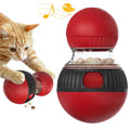 Rotating plastic cat toy with sound features and food dropping ball for indoor pet enrichment