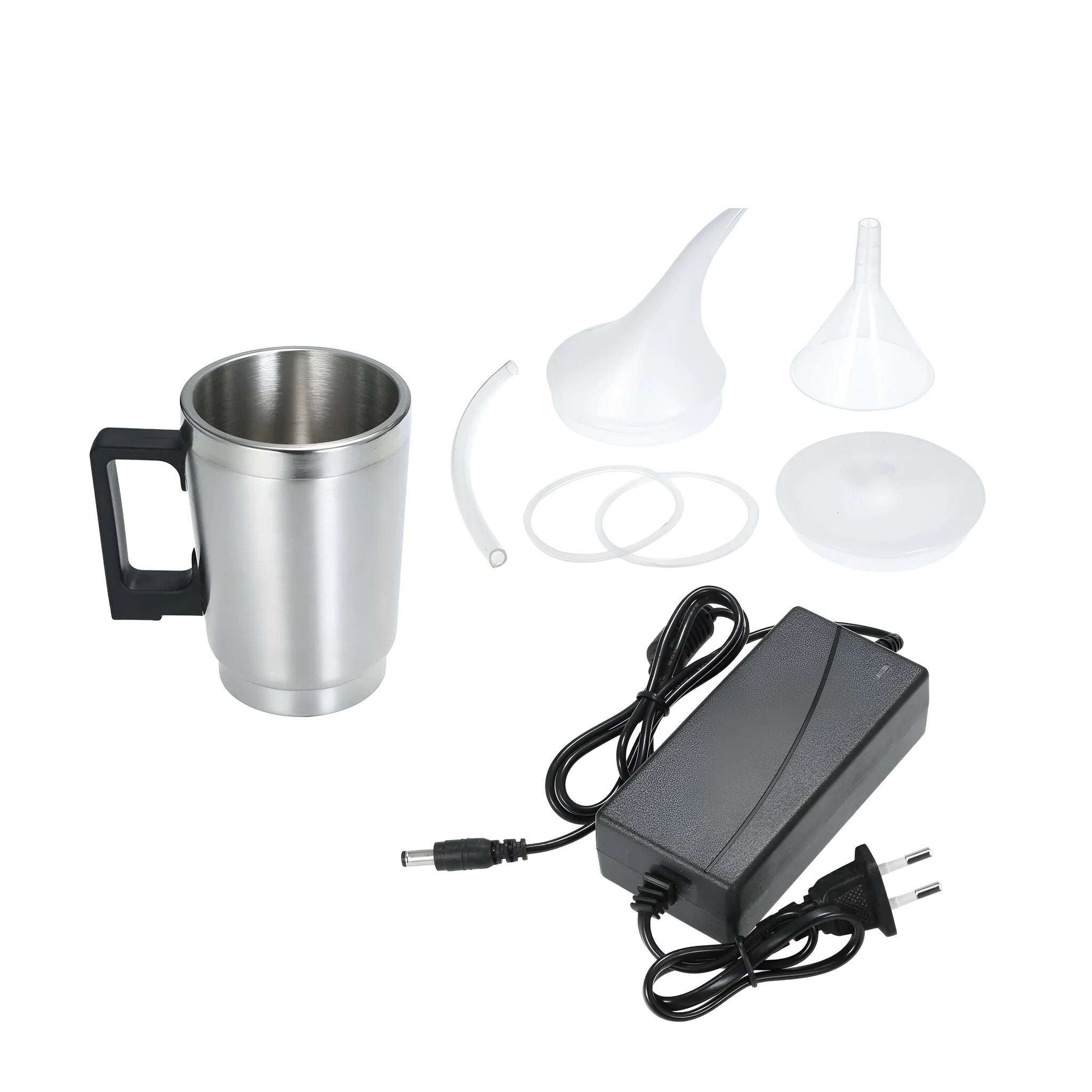 Automobile headlamp renovation kit with stainless steel parts, power adapters, and cup assemblies
