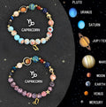Natural stone zodiac sign beaded bracelets showing two bracelets with gemstone beads