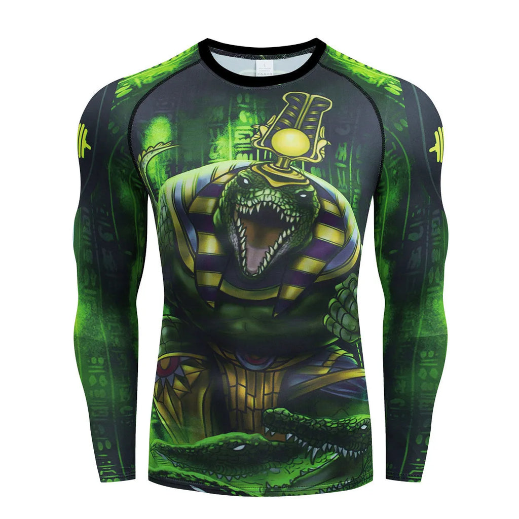 Men's printed slim-fit stretch sports suit top and trousers for outdoor running and fitness