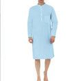 Men's cotton shirt robe with pockets shown in multiple colour options