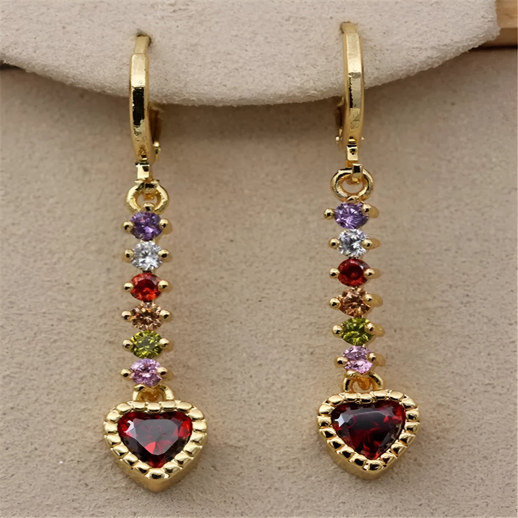 Women's heart-shaped alloy earrings with gold and silver electroplated colour options