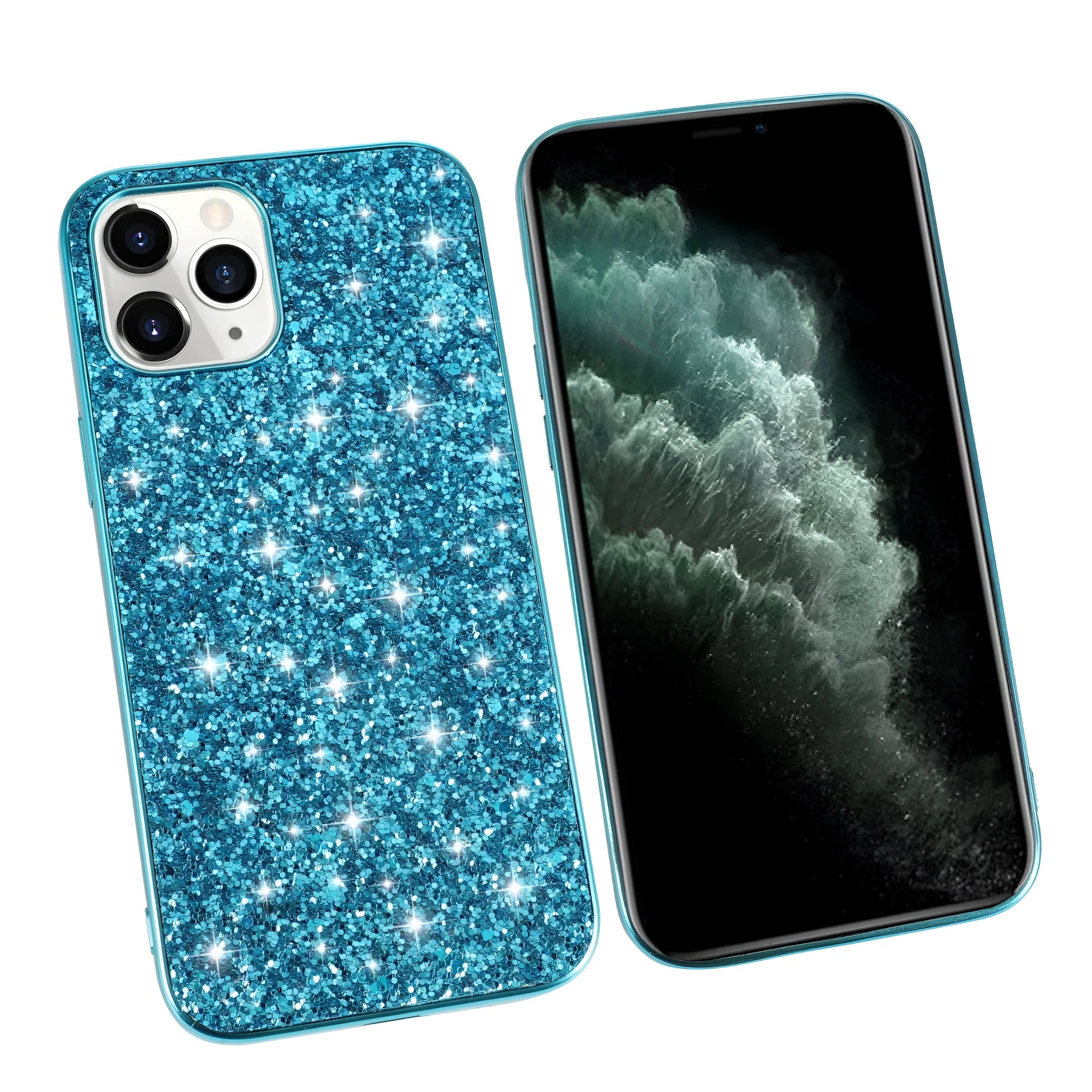 Shockproof TPU phone case with sequins veneer for iPhone in rose gold colour