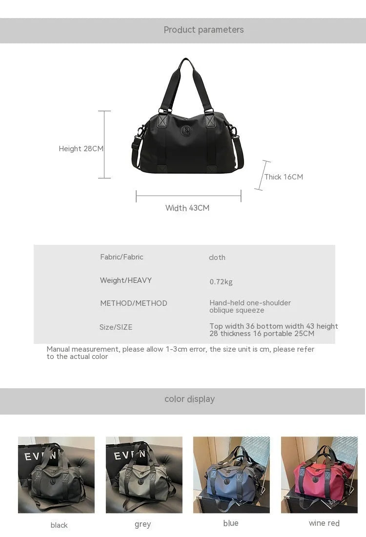 Oxford cloth travel bag in black with 36-55L capacity and waterproof construction for leisure travel