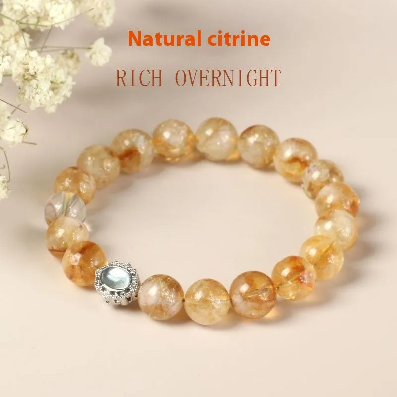 Geometric citrine crystal bracelet with 10mm beads in affordable luxury unisex style