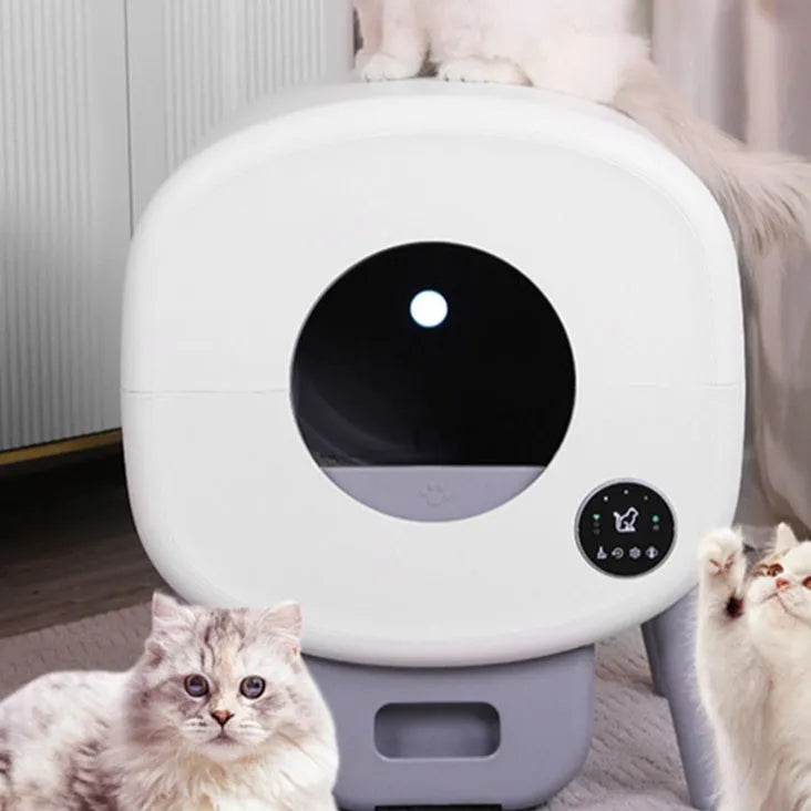 Automatic self-cleaning cat litter box with intelligent sensor system