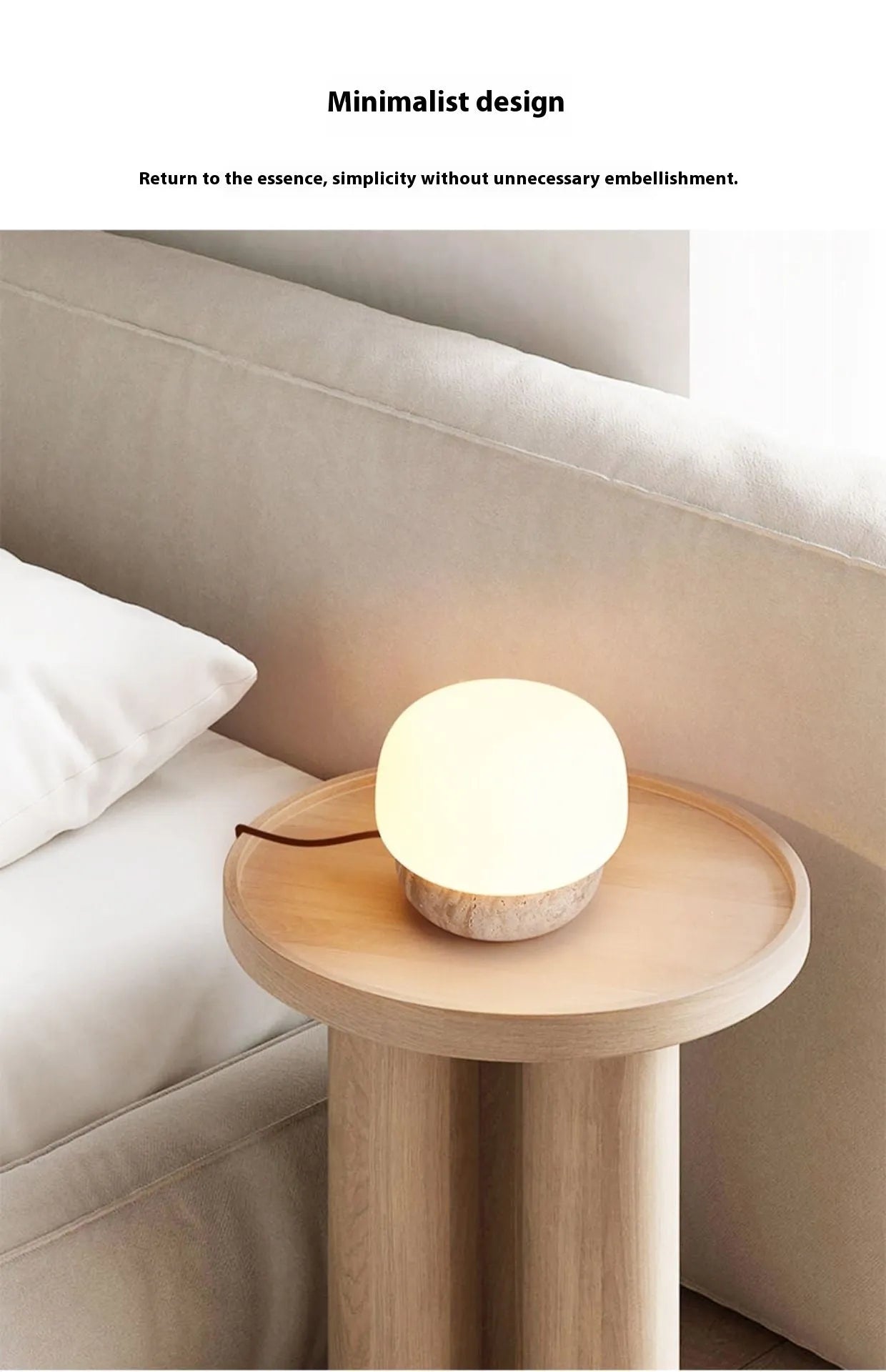 Cream-coloured retro bedside lamp with button switch measuring 18x17cm