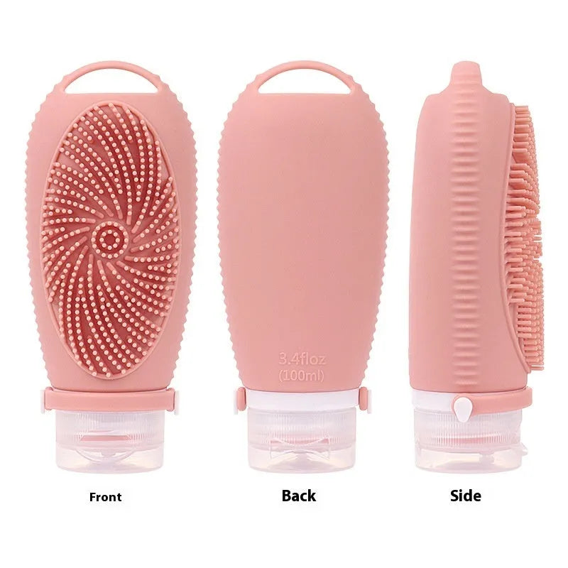 Silicone bath brush storage bottle with 100ml capacity in eight colour options