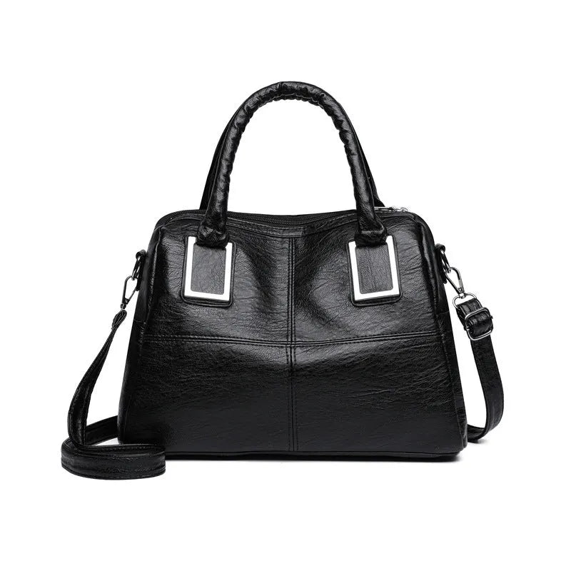 Women's horizontal square shoulder bag in wear-resistant polyester with internal organisation compartments