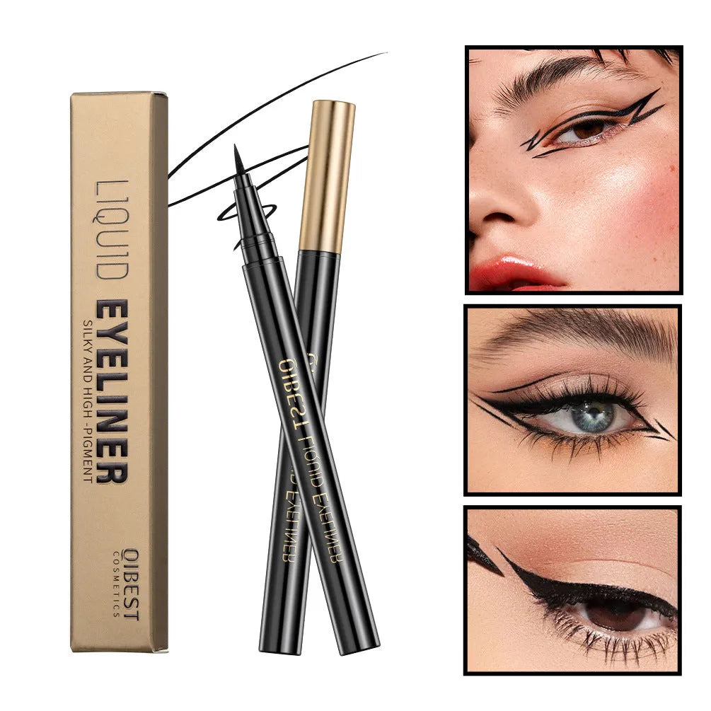 Black liquid eyeliner pen with waterproof quick-drying smudge-resistant formula