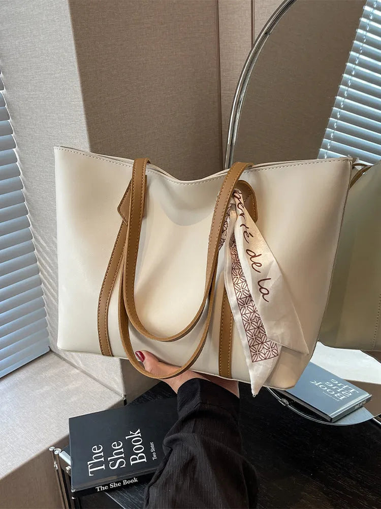 Women's large bucket tote bag with sandwich pocket design in available colour options