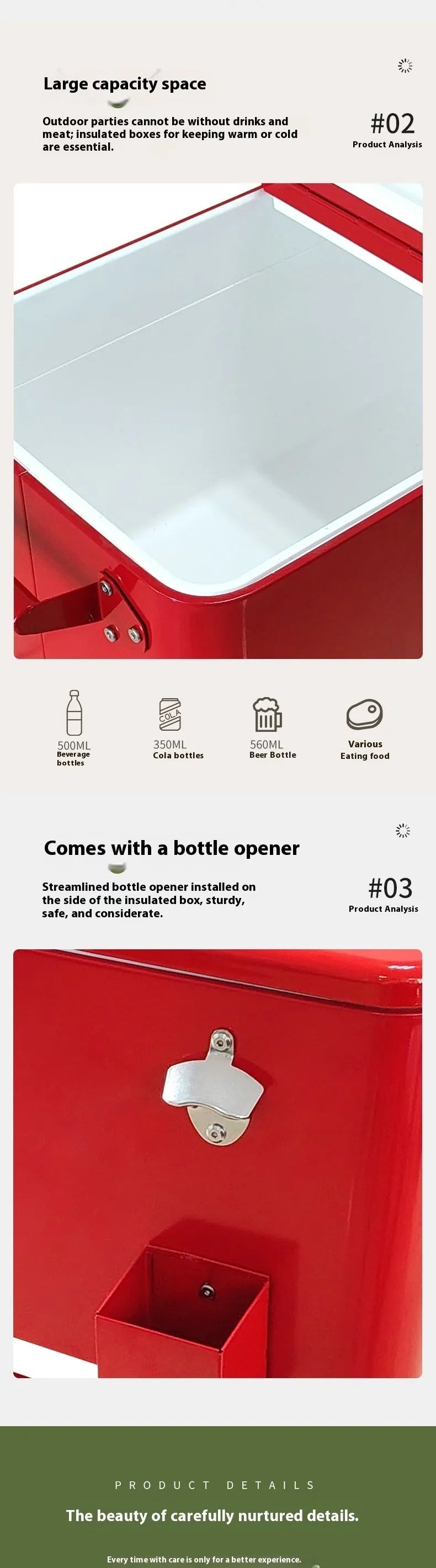 Red metal insulated trolley cart with heat preservation box and ice bucket functionality