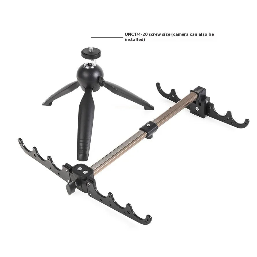 Aluminium ice fishing rod holder bracket with tripod legs on ice