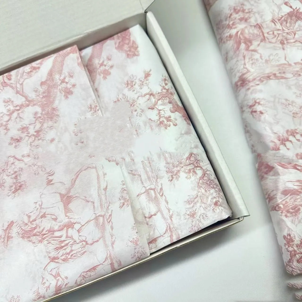 Large sheet of pink purple French Mg retro tissue paper for gift wrap and crafts.