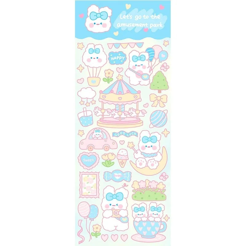 Colourful PVC waterproof cartoon stickers for notebook and planner decoration