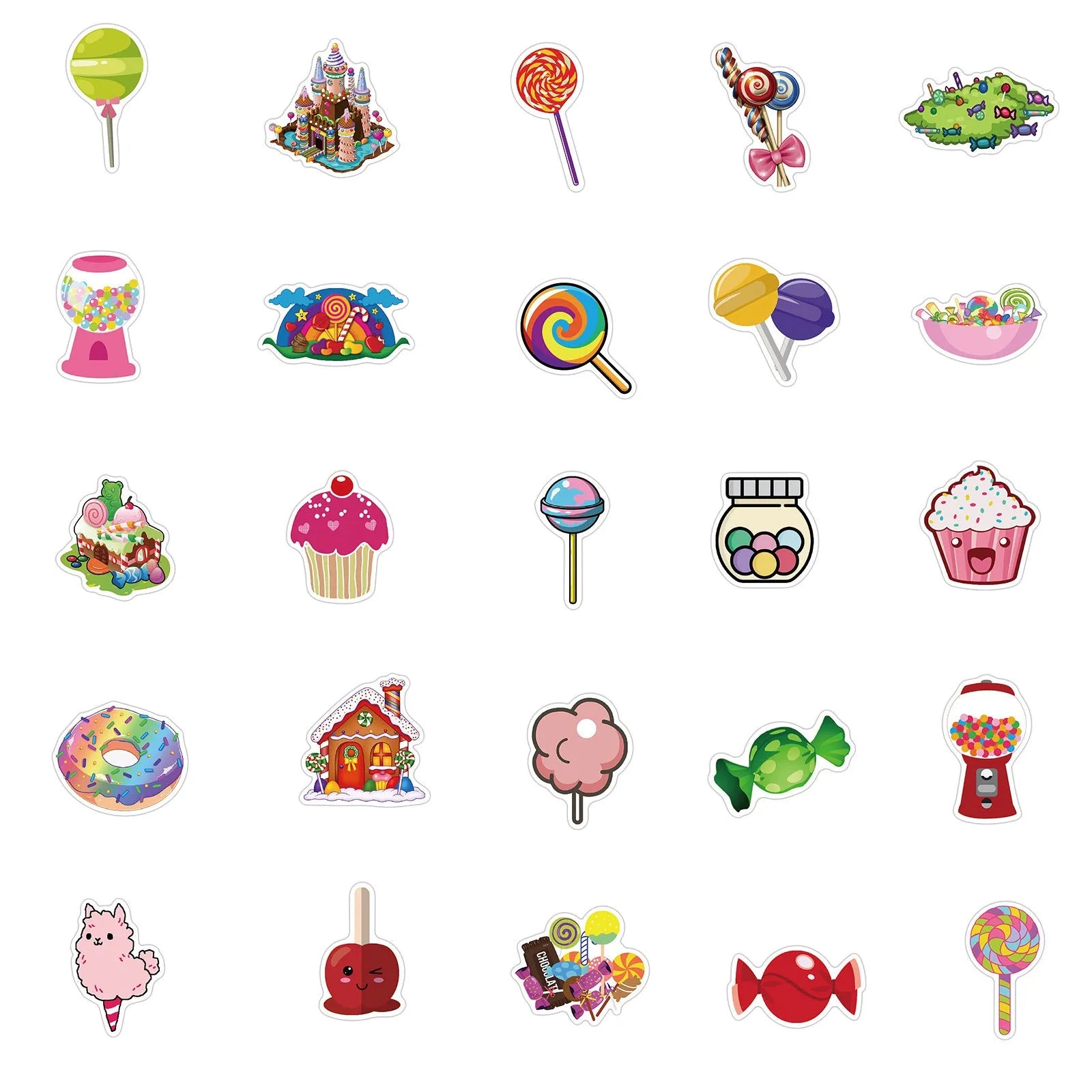 Candy Series colourful graffiti stickers pack showing cartoon and cute designs measuring 4-6cm