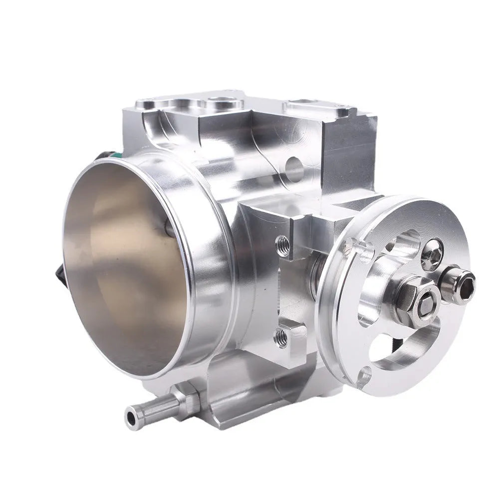 Honda K20A aluminium alloy throttle body showing 70mm diameter in black finish