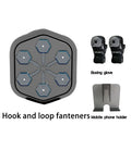 Black smart music boxing machine with Bluetooth connection and included gloves for home fitness training