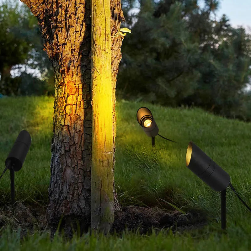 Aluminium outdoor ground lamp with LED lighting for garden and courtyard illumination