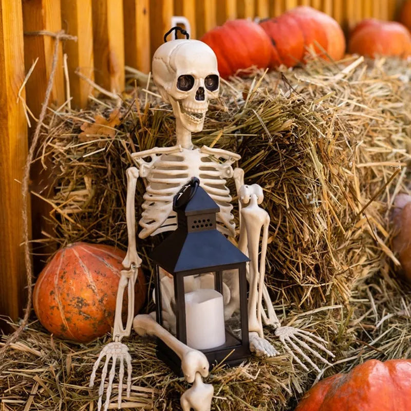 90cm movable joint plastic skeleton model for Halloween outdoor decoration with new skull design