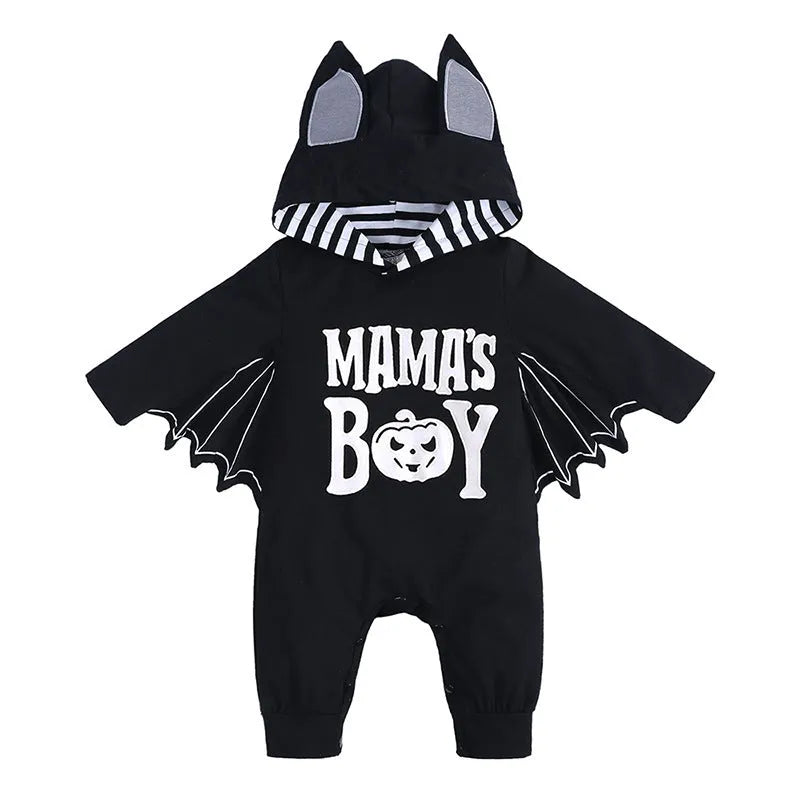 Baby batwing sleeve jumpsuit in cotton with hood, Western style, multiple colours, for heights 60 to 100 cm