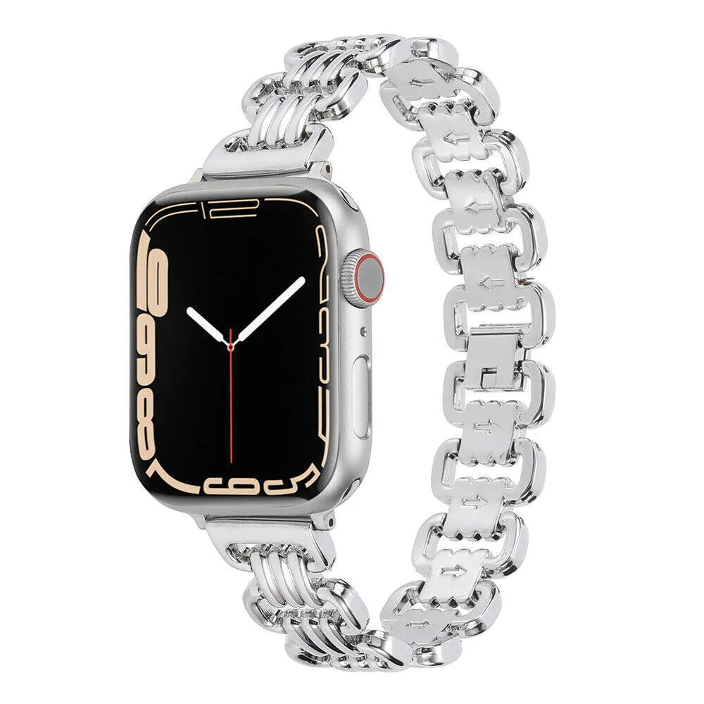 Silver, black, gold, rose gold, and starlight coloured metal alloy bracelet for Apple smartwatches