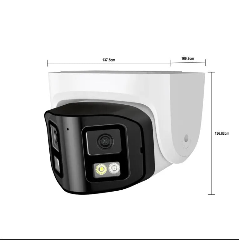 4MP dual-lens panoramic CCTV security camera with IP66 waterproof rating and POE connectivity