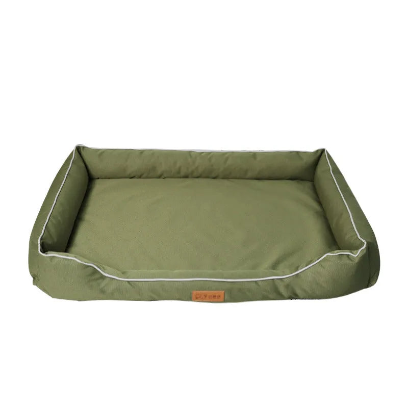 Durable Oxford fabric dog bed with removable washable cover in Army Green colour