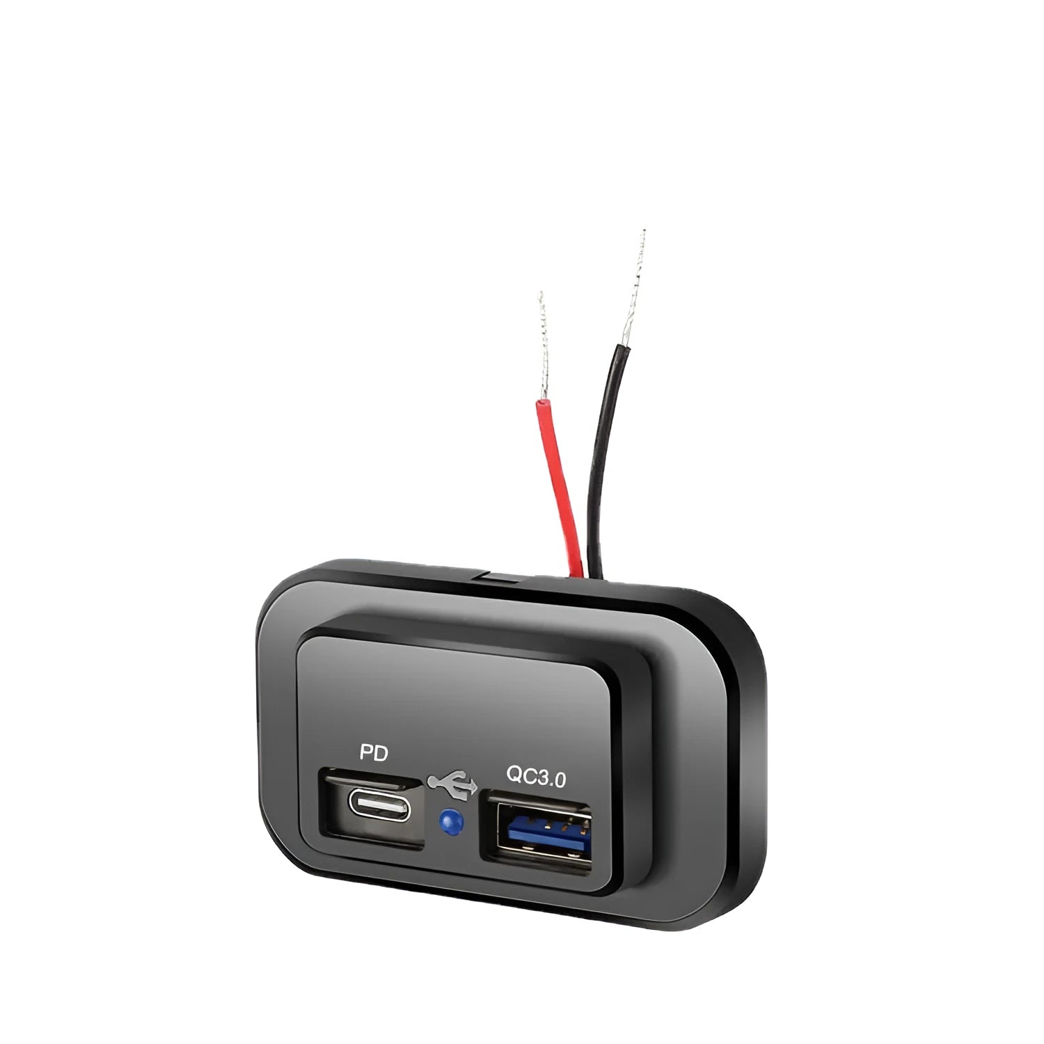 Black QC3.0 and PD3.0 fast charging car charger with TYPE-C interface