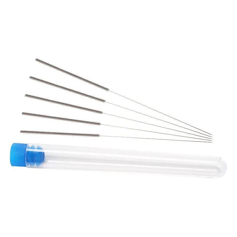 Ten metal cleaning needles for Mk8 E3D 3D printer nozzles with diameter size options shown