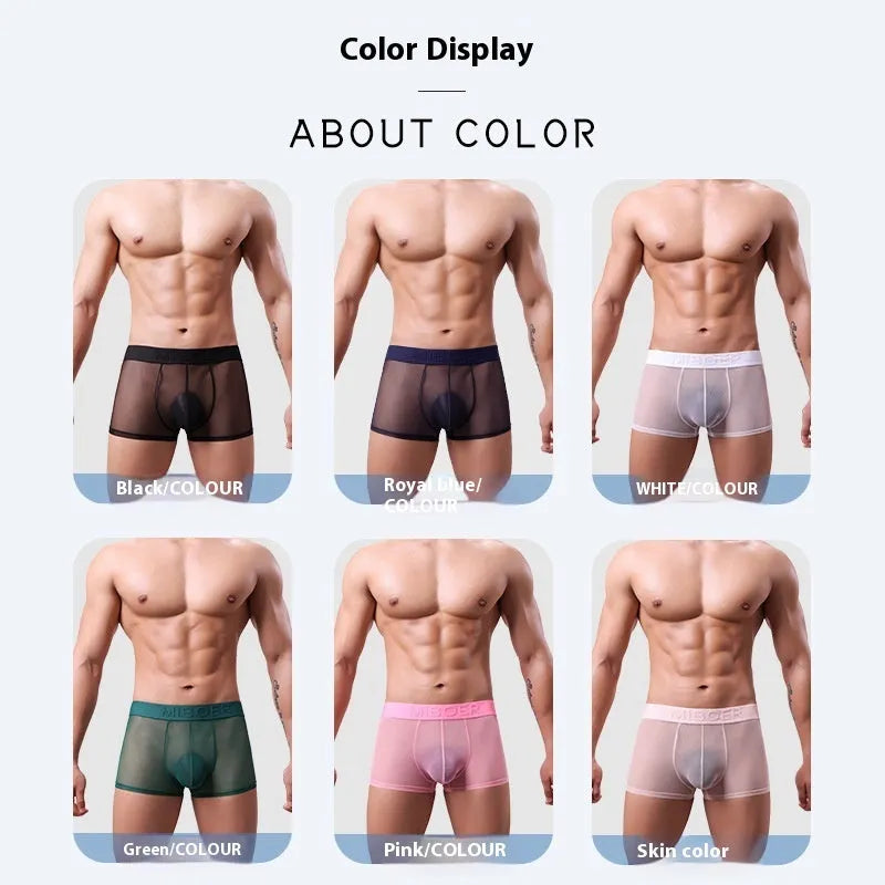 Men's solid colour thin boxer shorts in black, shown laid flat.