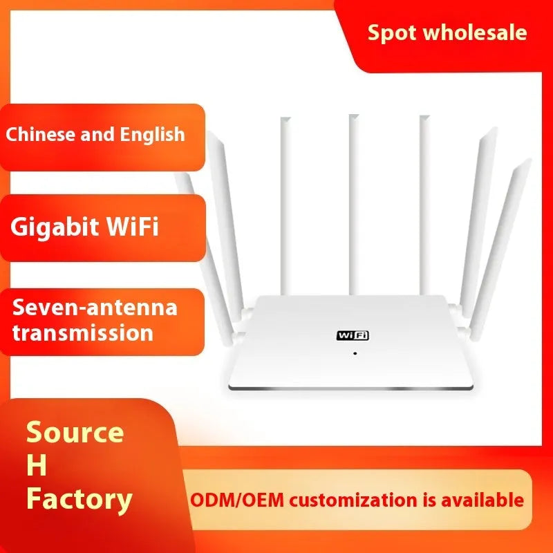 Dual-band 5G Gigabit WiFi router in black or white offering whole-house coverage with through-wall signal penetration