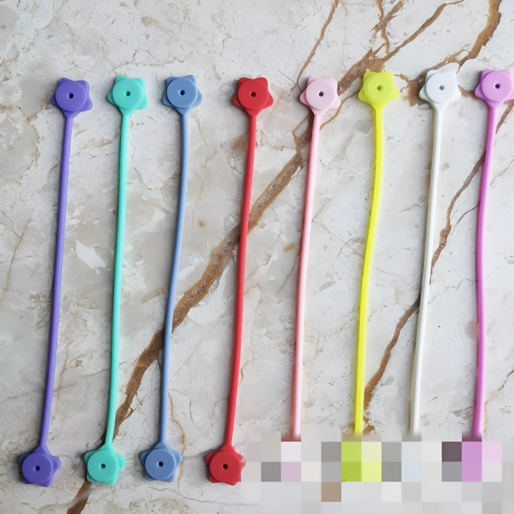 Silicone magnet cable winder organiser in various colours for headphone and computer wires