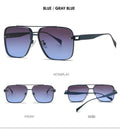 Men's casual metal frame sun glasses with gradient lenses in black frame