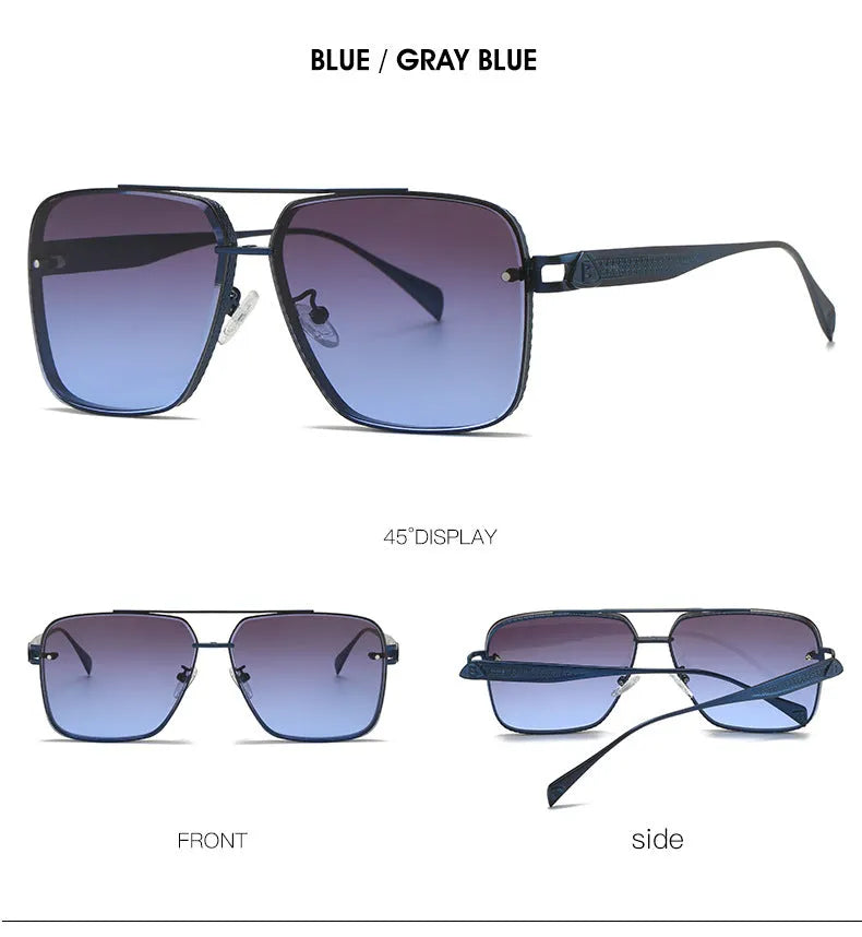 Men's casual metal frame sun glasses with gradient lenses in black frame