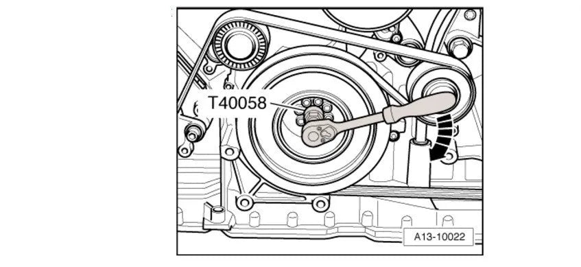 Aodi T40058 crankshaft rotating sleeve engine timing tool with directional arrows