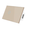 2-gang RF touch light switch with tempered glass panel in white colour showing touch controls