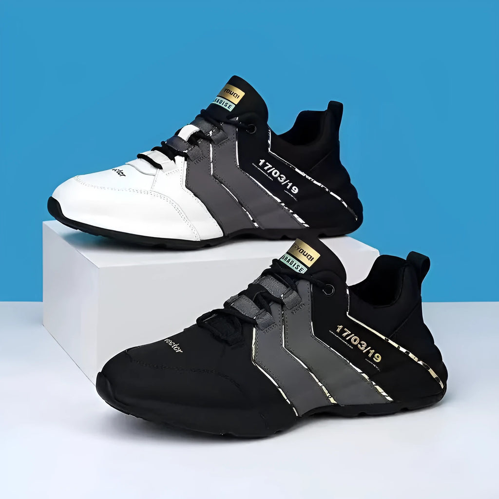 Teenagers casual sneakers with thick plastic soles and mesh lining in black, grey, and white colour options