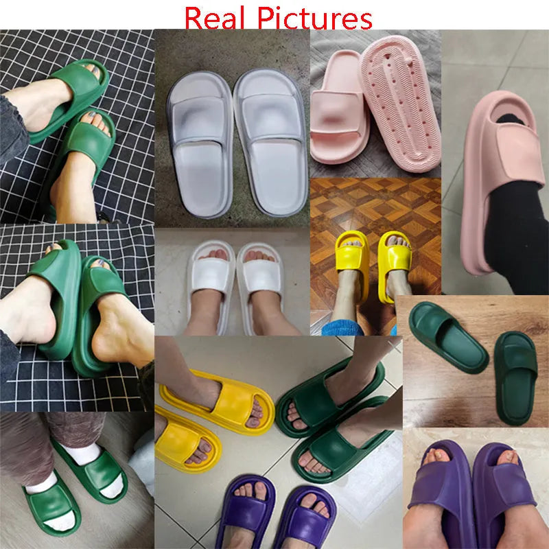 EVA flip-flop slippers with thick sole in assorted colours on a white background.