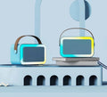 Portable Bluetooth karaoke speaker in white, pink, or sky blue colour with microphone function