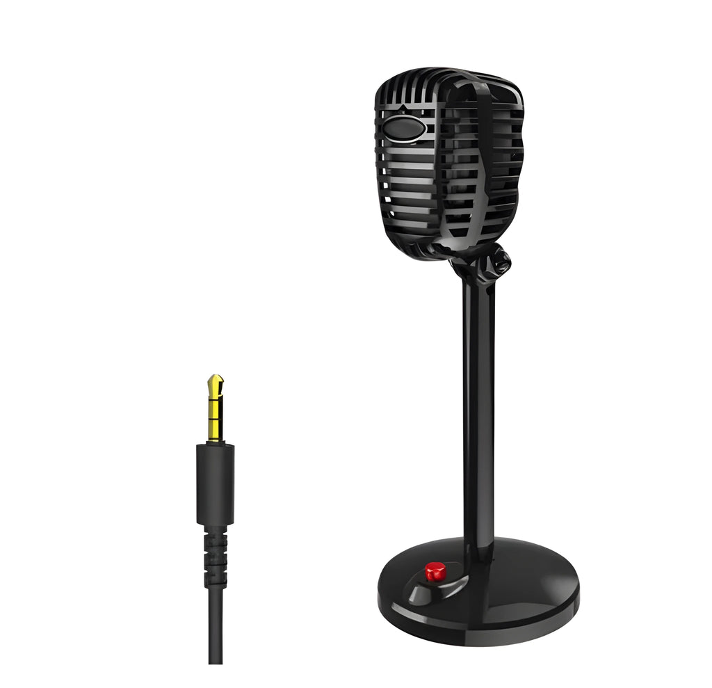 Black USB computer microphone on an adjustable stand with a 1.8m cable.