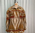 Women's loose retro style woolen coat with Aztec print design in three colour options