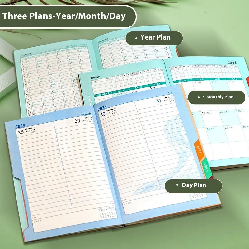 Striped PU leather notepad open showing 80g wood-free paper, available in eight colours