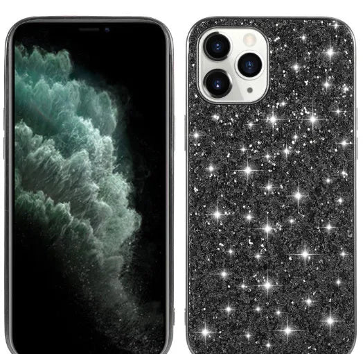 Shockproof TPU phone case with sequins veneer for iPhone in rose gold colour