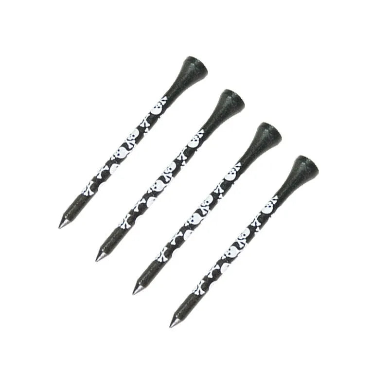 Black skull print bamboo golf dowel pins in 70mm and 83mm lengths