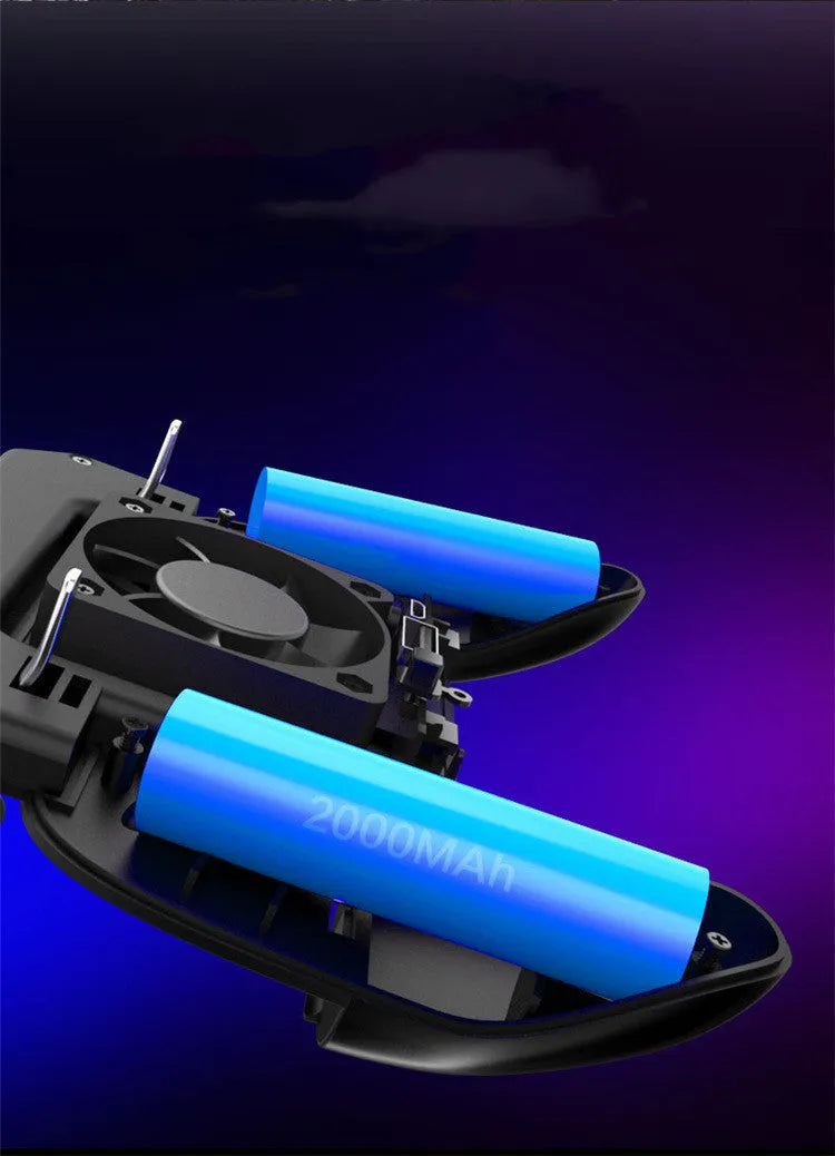 Black USB mobile game controller for smartphones with aluminium alloy details and ergonomic grip.