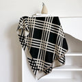 Imitation cashmere scarf with tassels in brown colour showing 185cm length