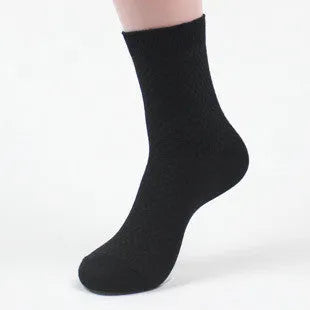 Men's bamboo fibre business socks showing small square pattern design in neutral colour options