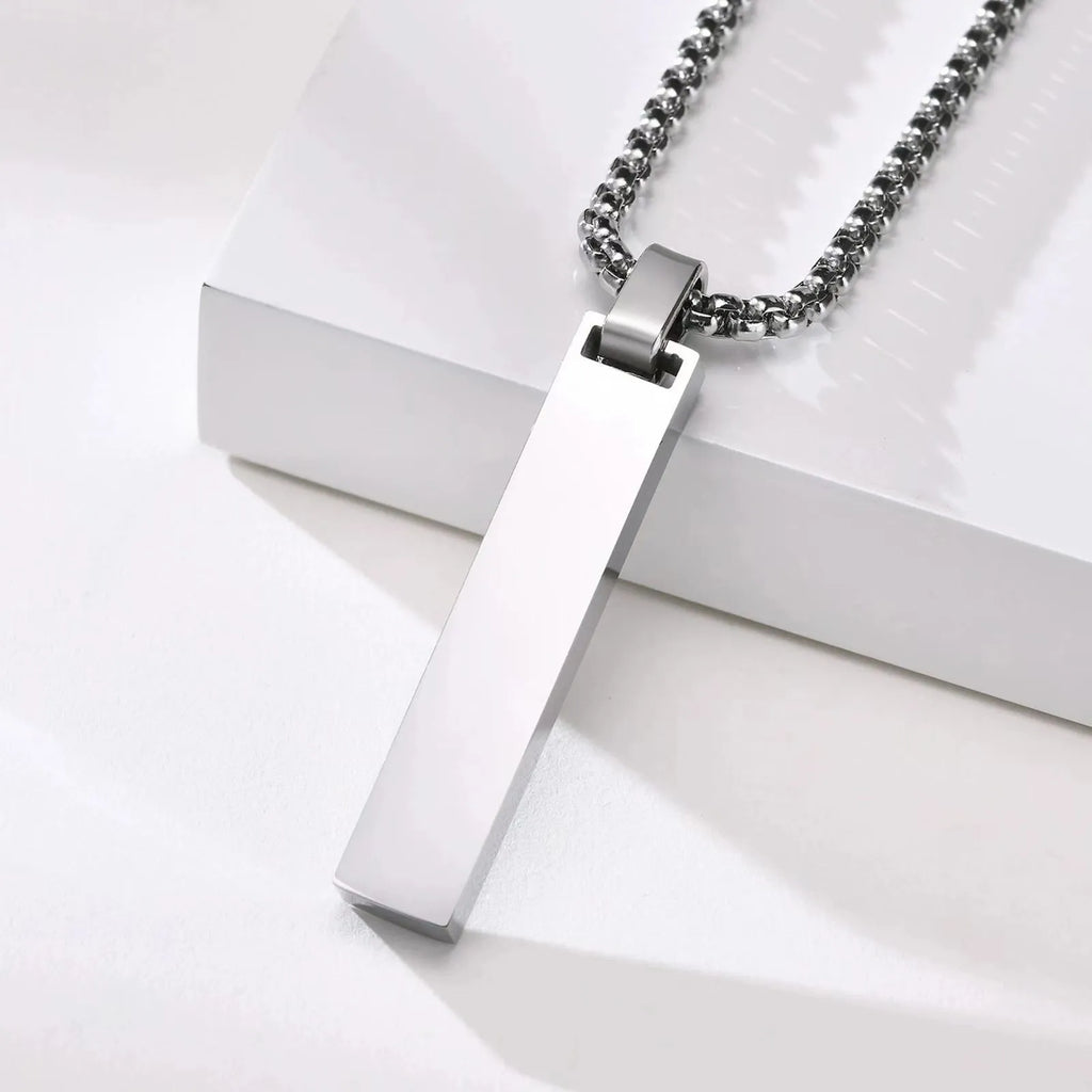 Stainless steel roman numeral pendant necklace available in black, gold, and steel colour options
