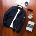 Men's slim fit casual jacket with zip closure and side pockets in polyester blend fabric